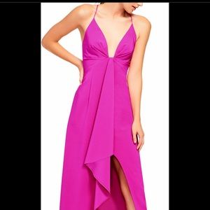 Aidan Mattox Cascade-Ruffle High-Low Gown, color pink, size 12. new with tag